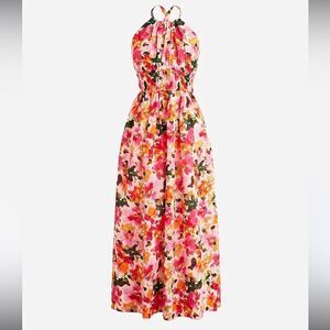 J CREW Halter-neck cross-back dress in floral cotton voile Small